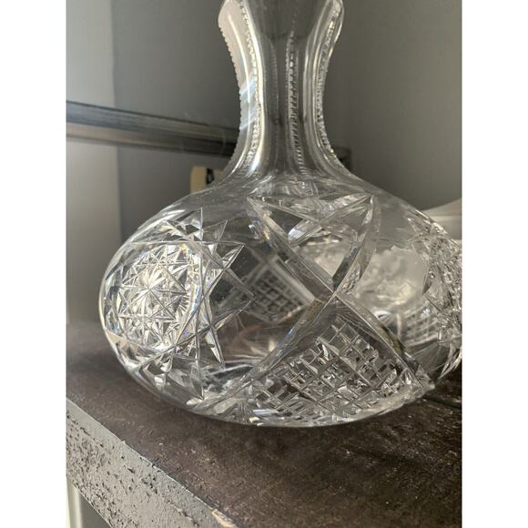 Crystal Carafe Vintage Vase Diamond Zipper Cut Decanter Clear - Picture 11 of 11